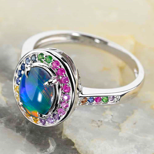 SWEET TREASURE STERLING SILVER AUSTRALIAN OPAL RING SWEET TREASURE STERLING SILVER AUSTRALIAN OPAL RING